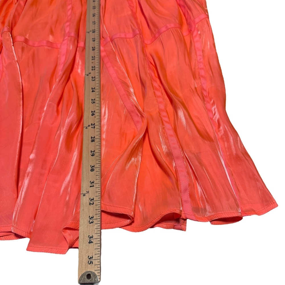 Anthropologie Maxi Skirt‎ Womens XXS Orange Sheen Tiered Boho Flowing Pull On - Picture 7 of 7